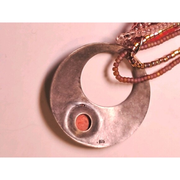 Peyote Bird Multi Strand Multicolor Circular 925 Silver Pendant Necklace 18" NWT - Picture 8 of 10